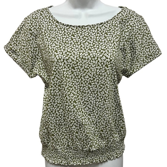 ANN TAYLOR Green Ditzy Print Peasant Style Blouse, Size XS - Picture 1 of 8